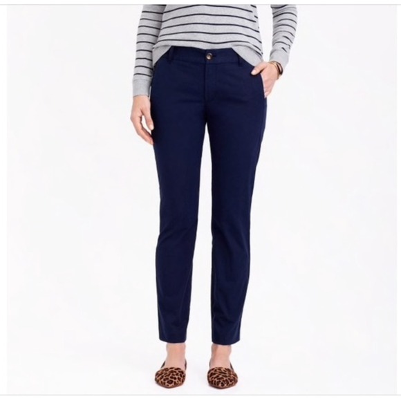 J. Crew Frankie Pants Stretch Navy Blue Chinos Casual Career Size 12 - Picture 1 of 8